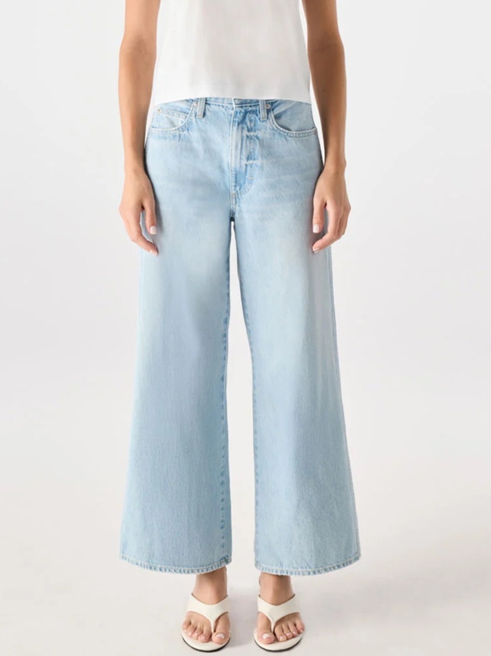 AMO Frida Crop Denim Wide Leg Jeans